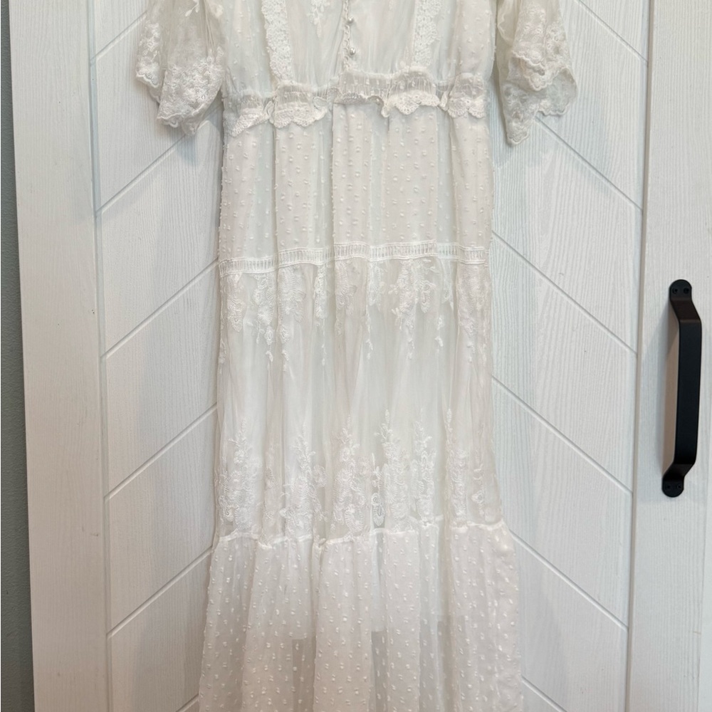White Lace Midi Dress